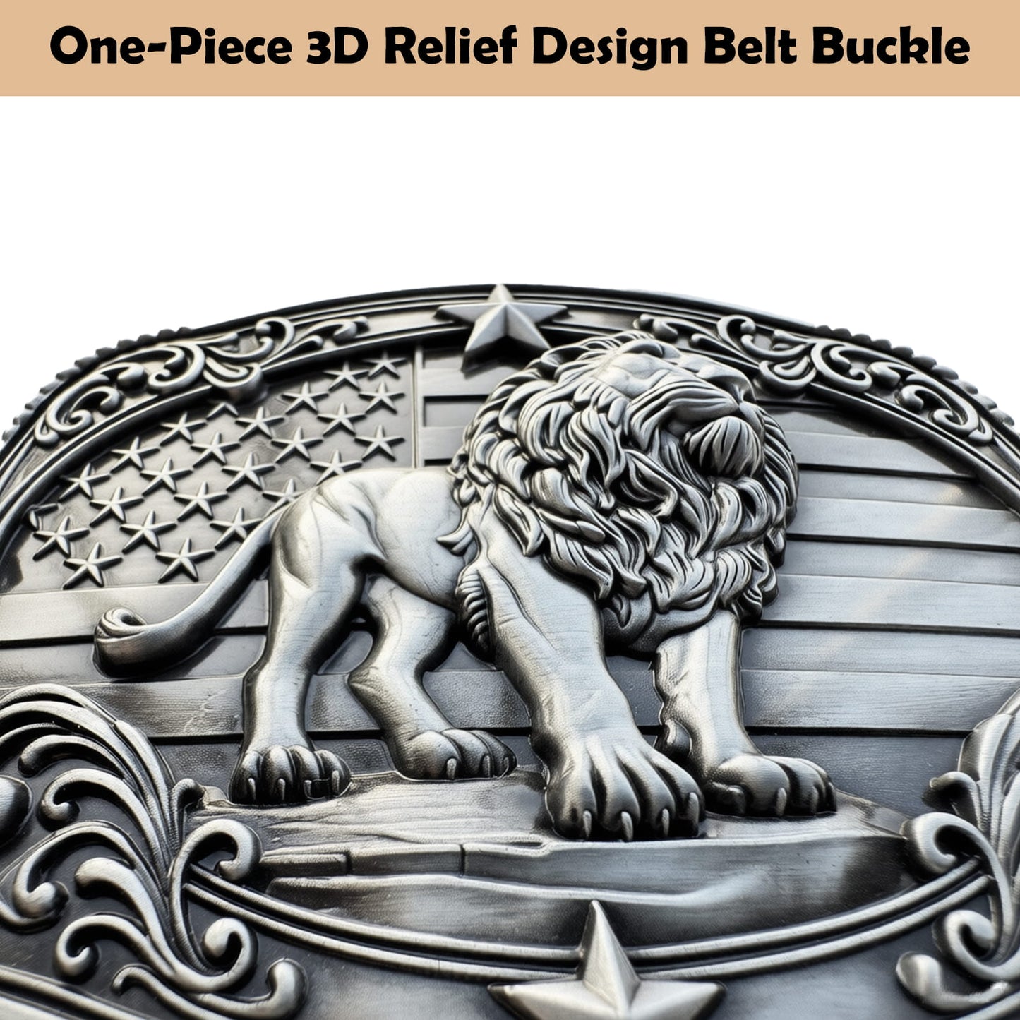 GRAERRY Western Belt Buckles for Men, 3D Lion American Flag, Vintage Zinc Alloy, Cowboy Rodeo Belt Buckle Accessory (Gre