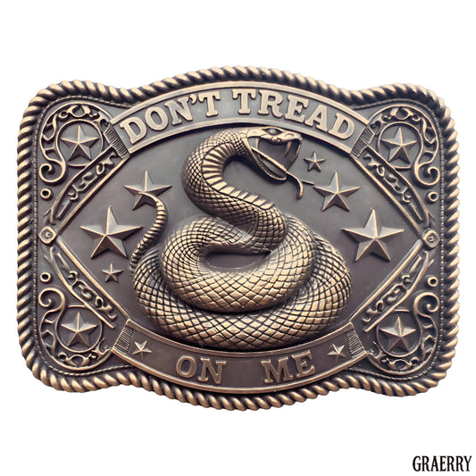 GRAERRY Cowboy Belt Buckle for Men Women Vintage Rodeo Don't Tread On Me Rattlesnake Western Belt Buckles (Bronze)