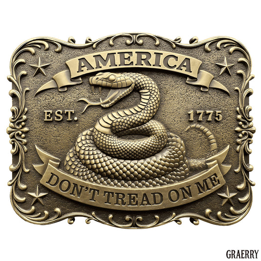 GRAERRY Western Belt Buckle for Men Women Vintage Rodeo US NAVY Don't Tread On Me Rattlesnake Cowboy Belt Buckles (Bronze)